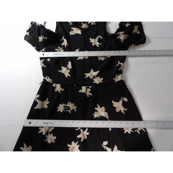 June & Hudson Dress Cold Shoulder Large Black Floral Midi Keyhole Sundress - Picture 9 of 15